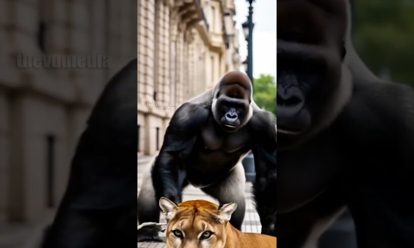 The Shocking Moment That Went Viral! Gorilla vs Cougar in Street Fight #wildlife #rescue