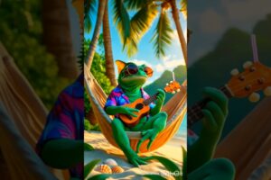 This lizard is playing a guitar in the beach to impress girls #cuteanimals #funny #animals #cat