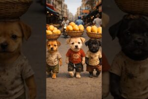 Three cute puppies ate the bread of hard work 😭🙏🏻 #shorts