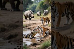 Tiger vs Crocodile: Intense Tug of War in the Wild | #TigerVsCrocodile