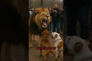 Two Pit Bulls vs One Lion – Unbelievable Encounter #lion #pitbull #animals