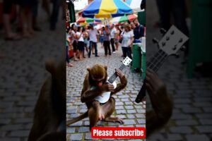 Viral moneys playing guitar in Indonesia #viralvideo  #viralshort  #guitar #monkey #guitarist