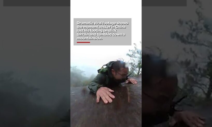 WATCH: Hiker captures his own near-death fall after sliding down a cliff #shorts