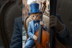 cat cute playing instruments to italian music,#cat#catlover#AI#funny#comic#cute#sweet#catvideo#short