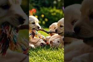 cute puppies play garden #cute #pets #animals #seal #shortvideo