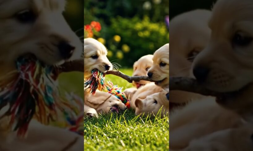 cute puppies play garden #cute #pets #animals #seal #shortvideo