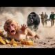 Animal Rescue | Brave Mother Monkey Rescues Her Baby from Black Bear in Time