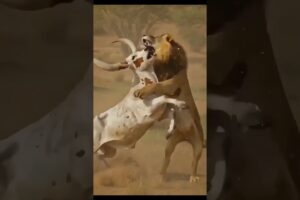 Lion vs Bull Intense Chase 🦁🔥 | Wild Survival Fight in Desert | Real Wildlife Attack#shorts