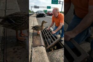 Man Saves Ducklings from Storm Drain — Heartwarming Rescue #duck #wildlife