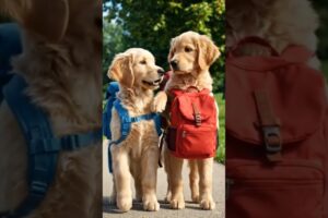Two Cute Puppies are going to school and they are good friends #shorts