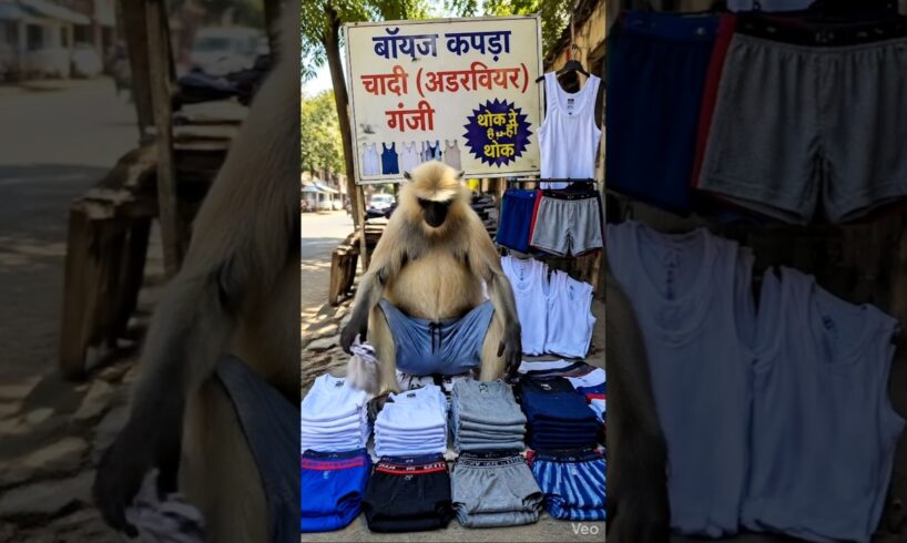 कपरा दुकानदार बंदर😂😅 #funny #rockyroxofficial #thetharpuns #comedyvideos