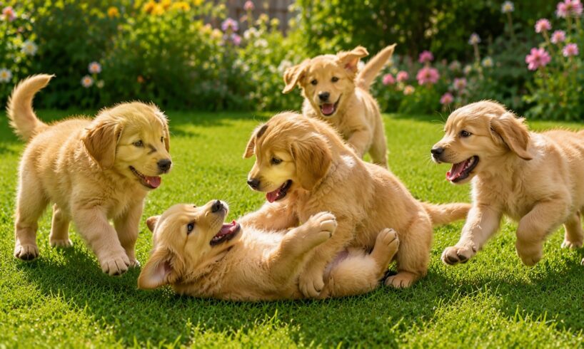 🐶🌼 Cheerful Puppies Having Fun Outdoors – Relaxing Dog Video Collection