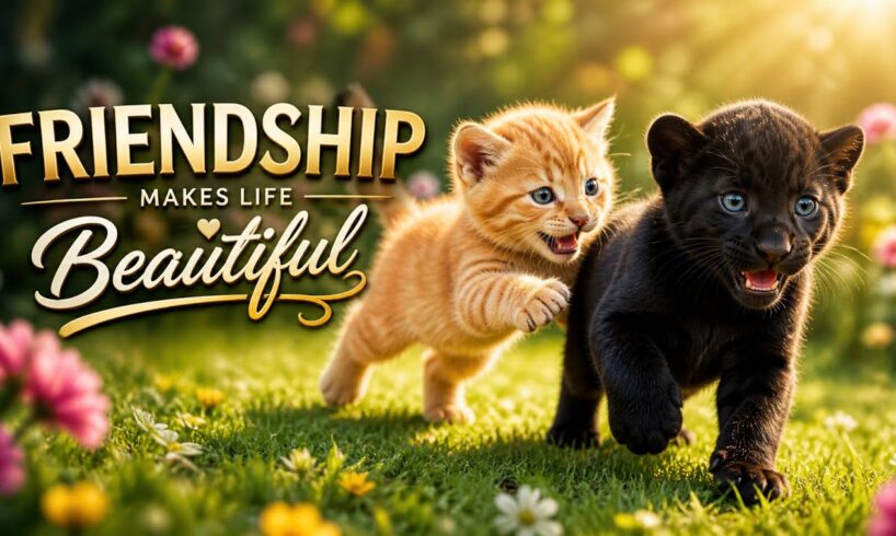 Cutest Baby Animals Ever 🐾 Orange Kitten & Black Panther Playing in Sunny Garden