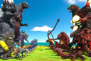 Godzilla Hell Magma Corruption vs SpaceGodzilla Team - Animal Revolt Battle Simulator