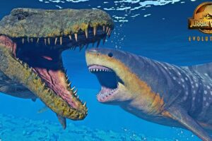 Megalodon vs Mosasaurus! "HUNT & FIGHT" vs ALL Marine Reptiles!
