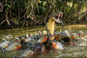 No Mercy When a Cobra Falls Into a Piranha River | Animal Fights