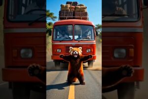 Red Panda Mom Saves Bus With Baby On Her Back🐼 #wildlife #rescue #animals #animalreels