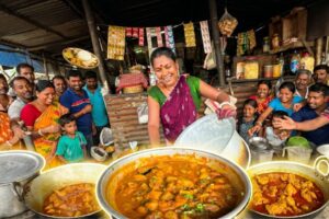 Street Fighter Masi , Veg Rice Thali Only ₹50 , People Enjoying Highway Dhaba Food