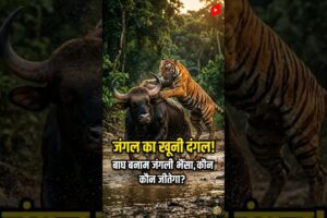जंगल का खूनी दंगल! 😱 जब बाघ ने की 1000 किलो के भैंसे से भिड़ने की गलती 🐅🐃 #viral #animals  #shorts