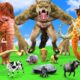 5 Giant Mammoth Elephant Cow Vs Giant Godzilla Shin Vs 5 Giant Tiger Lion Saved By Woolly Mammoth