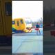 CRAZY CYCLIST VS TRAIN!