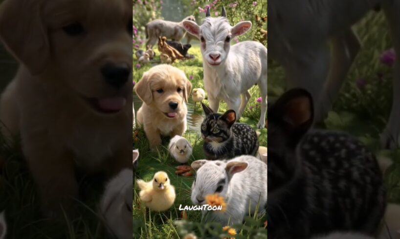 Cartoon animals in the Garden playing with each other 🐹🐓🦜🐕. #laughtoon #cartoon #funny #kidssongs #😍