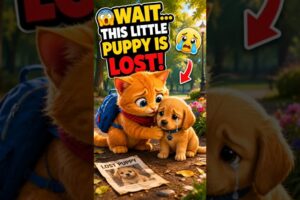 Cute Kitten Saves a Lost Puppy! 🐱🐶❤️ | Heartwarming Animal Rescue #Shorts