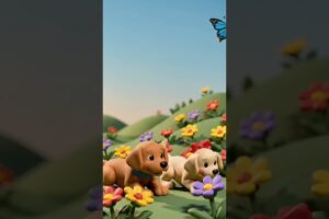 Cutest puppies playing in flowers! 🐶🌸 #shorts #animation