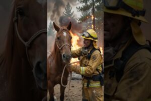 Horse Rescued During Wildfire 🐎🔥 #animals #animalrescue
