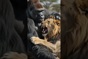 Lion vs Gorilla 🦁🦍 | Epic Animal Fight | Who Would Win? #shorts