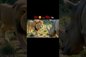 शेर vs गैंडा: जंगल की सबसे खतरनाक लड़ाई! | Lion vs Rhino Fight #shorts #animals