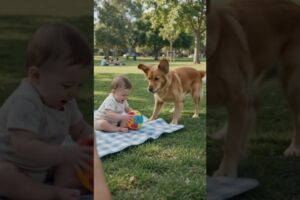 Dog and baby playing ball #animals #dog #dogandcat #cutebaby #funny #comedy #shorts
