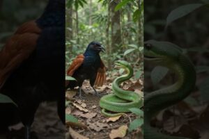 Epic Bird vs Snake Fight: Greater Coucal's Incredible Reflexes! 🐍🦅 #shorts