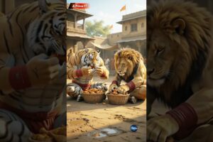 Tiger vs Lion | The Epic Battle for Chicken! 🐯🦁🐔🔥 | Animal Fight Story #shorts