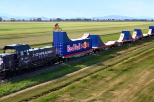World First! Bike Flip On A Moving Train