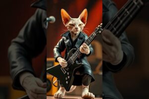 cat playing electric guitar😀🤩 #cute #CatRockStar #FunnyAnimals #guitarcat  #petsrule