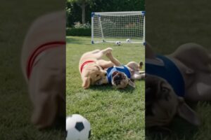 cute puppies playing football #puppies #puppy #dog #dogs #dogshorts #cutepuppy #shorts #ytshorts #ai