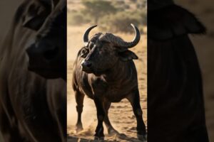Lion vs Buffalo: The Buffalo Fights Back! 🦁🐃 #Shorts