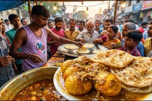 One Man Army Stall & Hard Work ! Swapan Da’s Famous Morning Paratha | Price ₹7