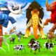 5 Giant Elephant Cow Vs Giant Indian Rhino Vs 5 Giant Lion Tiger Bull Saved By Woolly Mammoth