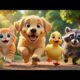 🐶 Golden Puppy Helps Lost Kitten, Duck & Baby Raccoon | Learn Animal Sounds for Toddlers